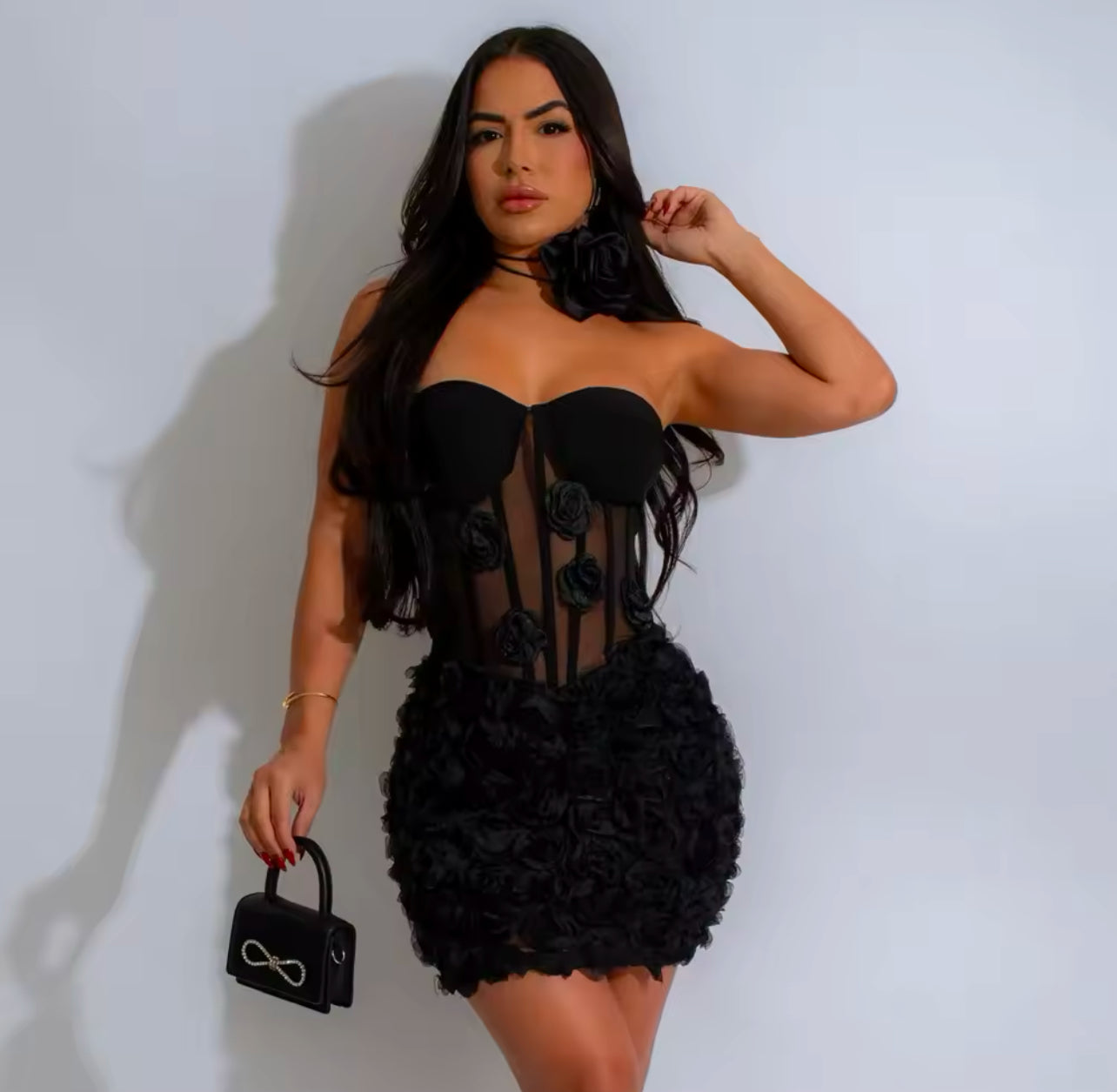 Rose Decor Corset Dress