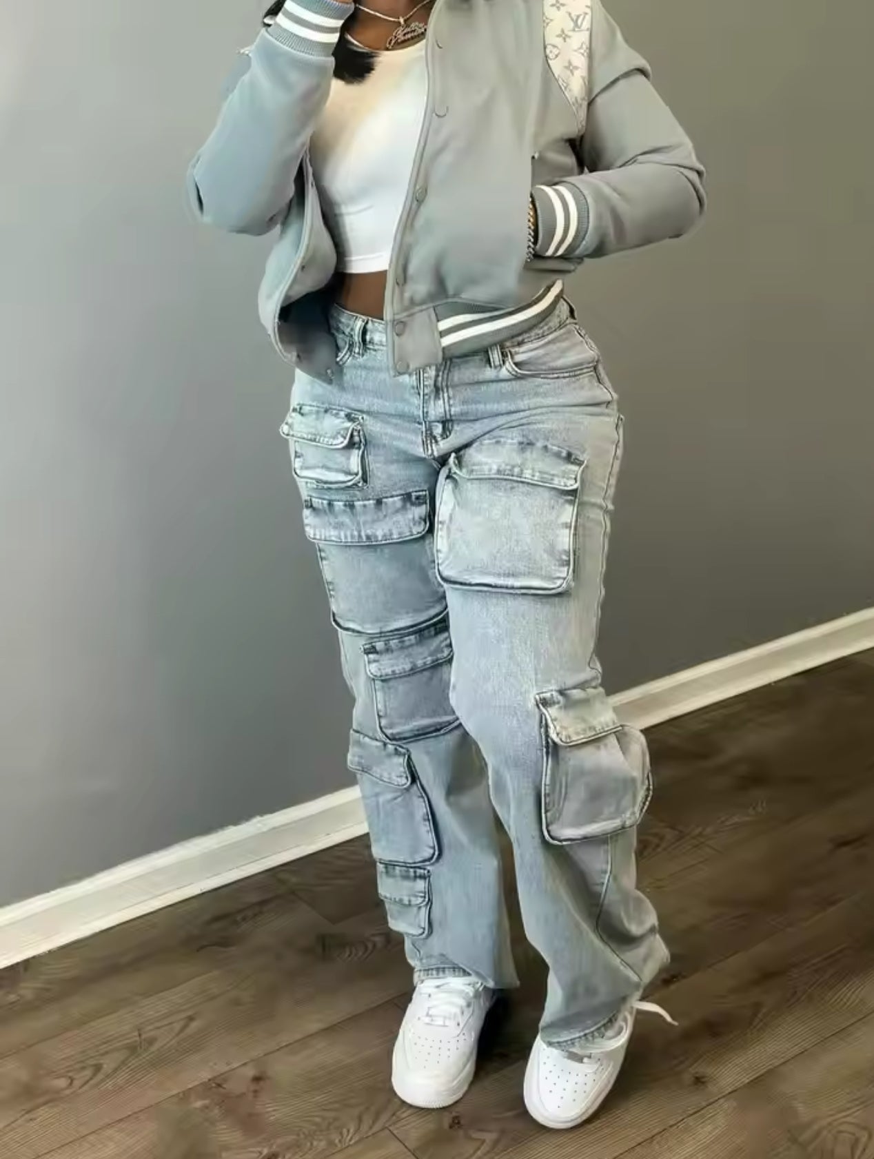 Denim Cargo Pocket Pants