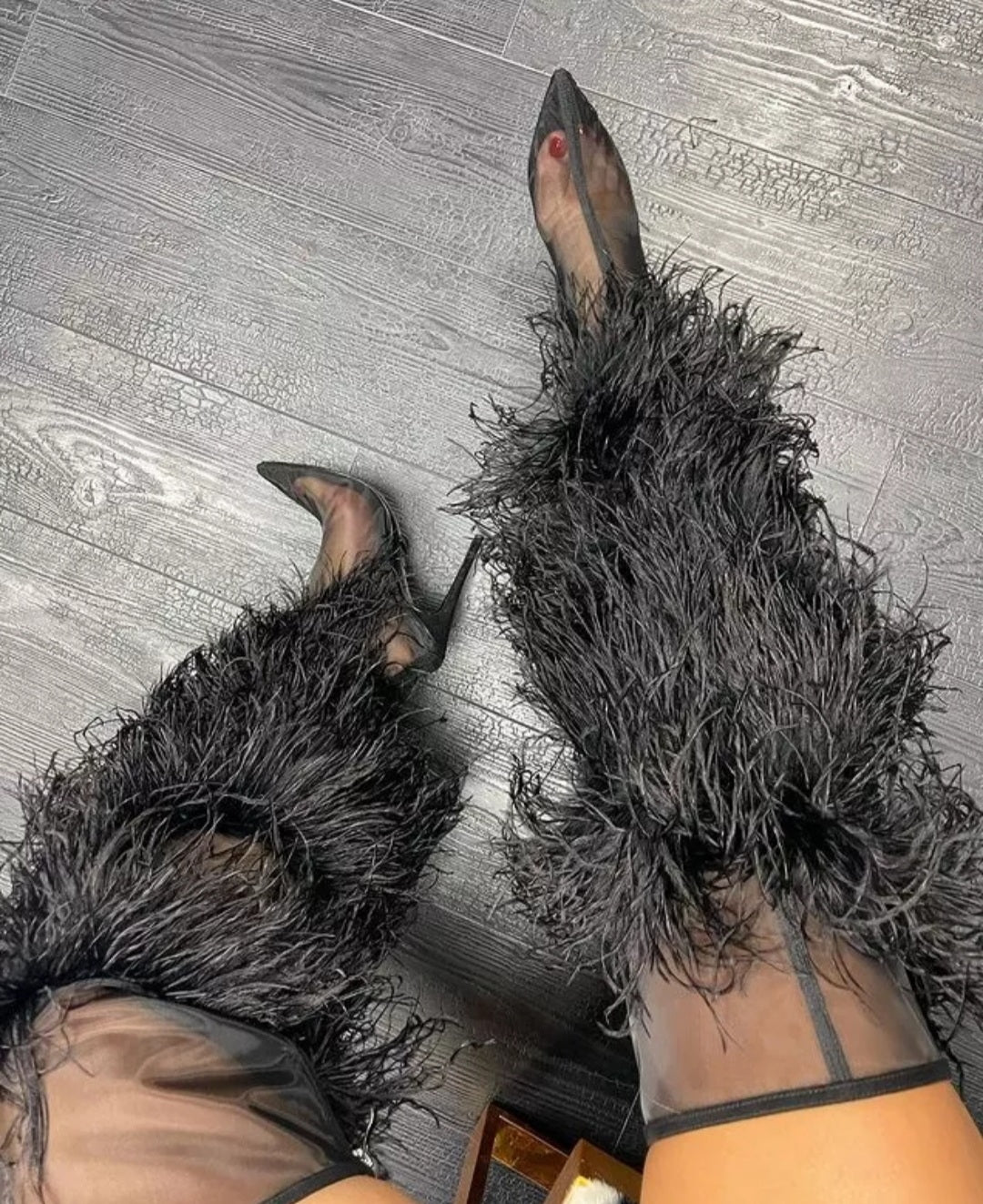 Over The Knee Mesh Heels