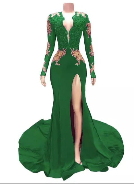 Custom Thigh-High Slits Mermaid Dress