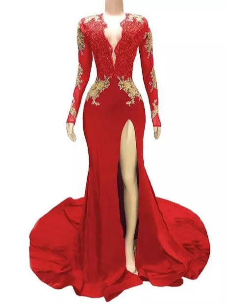 Custom Thigh-High Slits Mermaid Dress