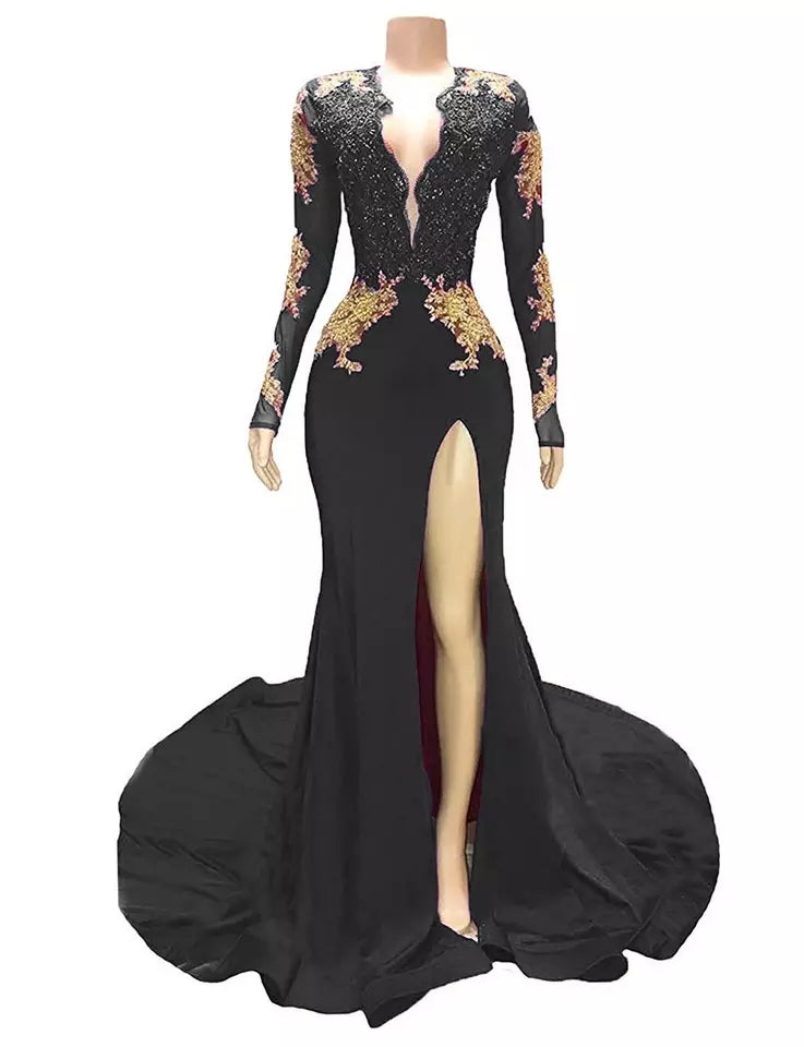 Custom Thigh-High Slits Mermaid Dress