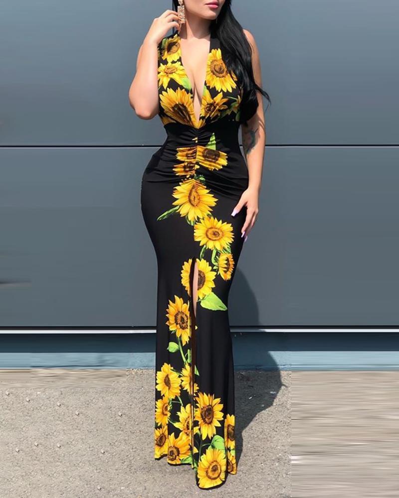 Sunflower Print Dress