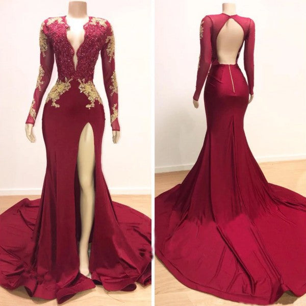 Custom Thigh-High Slits Mermaid Dress