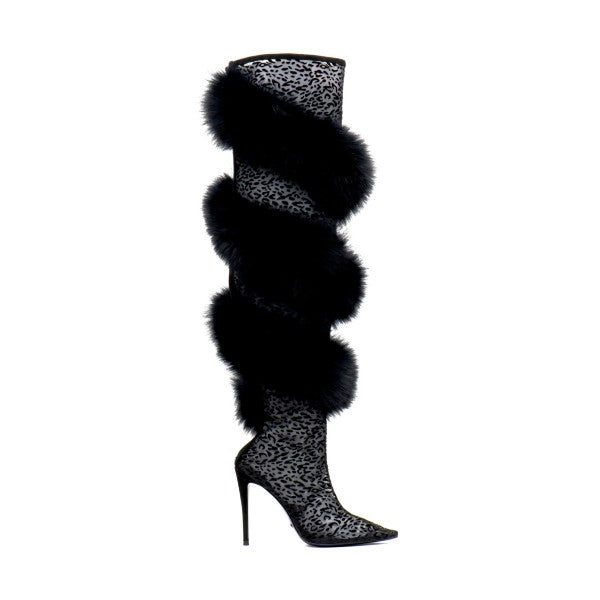 Over The Knee Mesh Heels