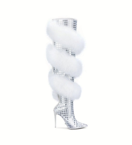 Over The Knee Mesh Heels