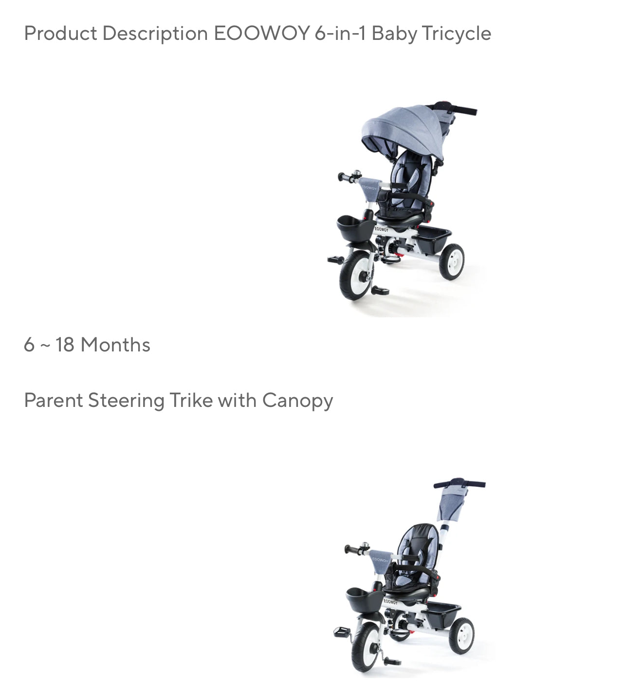 6-in-1 Kids Tricycle