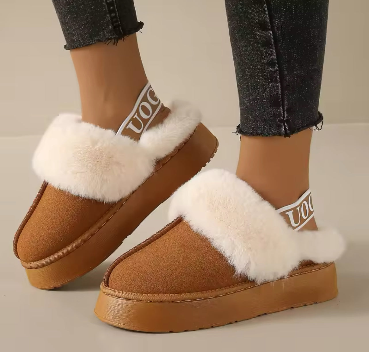 Platform sling back suede house slippers