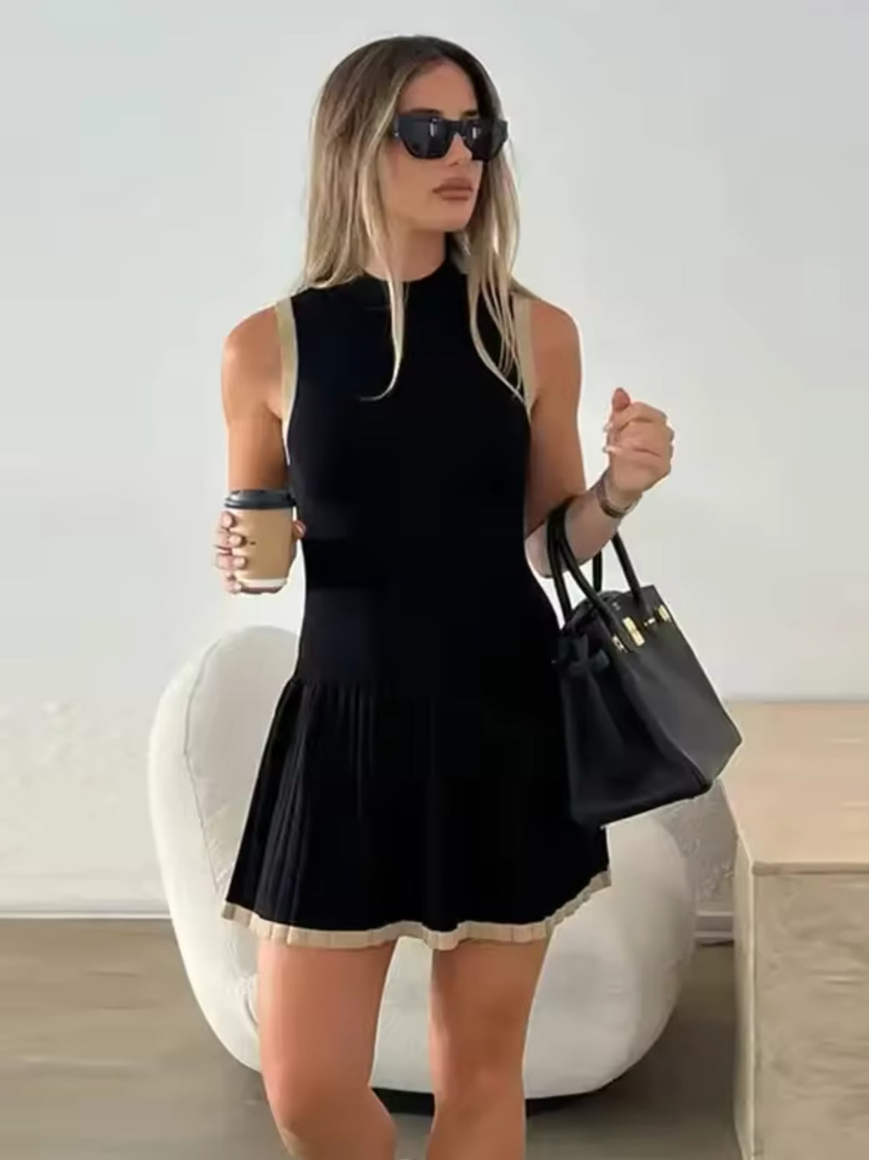 O-neck elegant casual mini dress