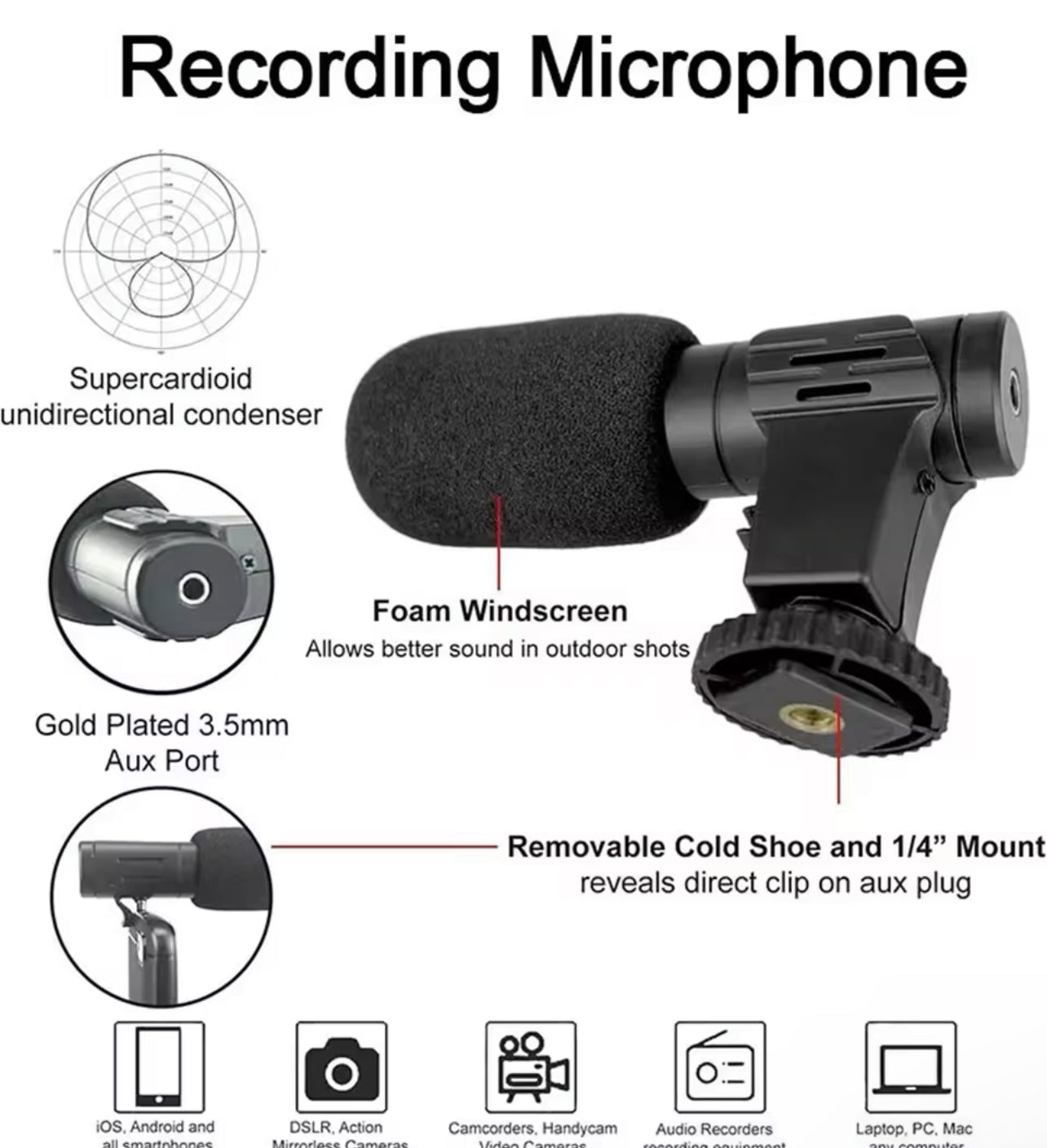 Vlogging Kit for iPhone,YouTube Starter Kit,Smartphone Video Vlog Kit with Microphone Light Wireless Remote Compatible with iPhone/Android Phone/Cameras,Including Adapter Cable