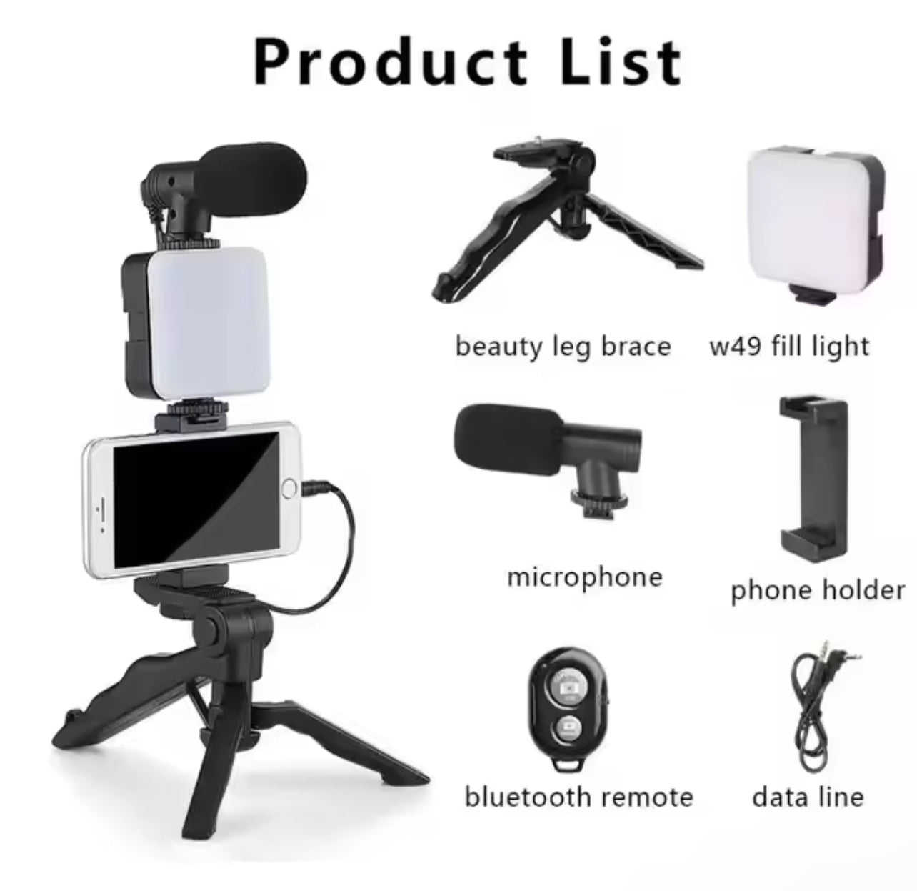 Vlogging Kit for iPhone,YouTube Starter Kit,Smartphone Video Vlog Kit with Microphone Light Wireless Remote Compatible with iPhone/Android Phone/Cameras,Including Adapter Cable