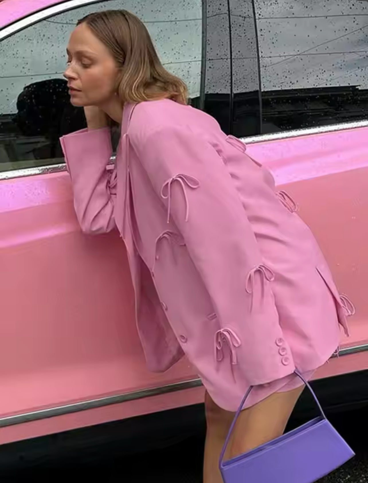 Bow style pink jacket