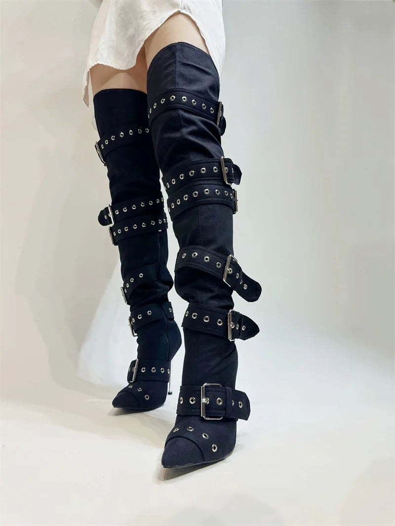 Buckle Thigh High Boots