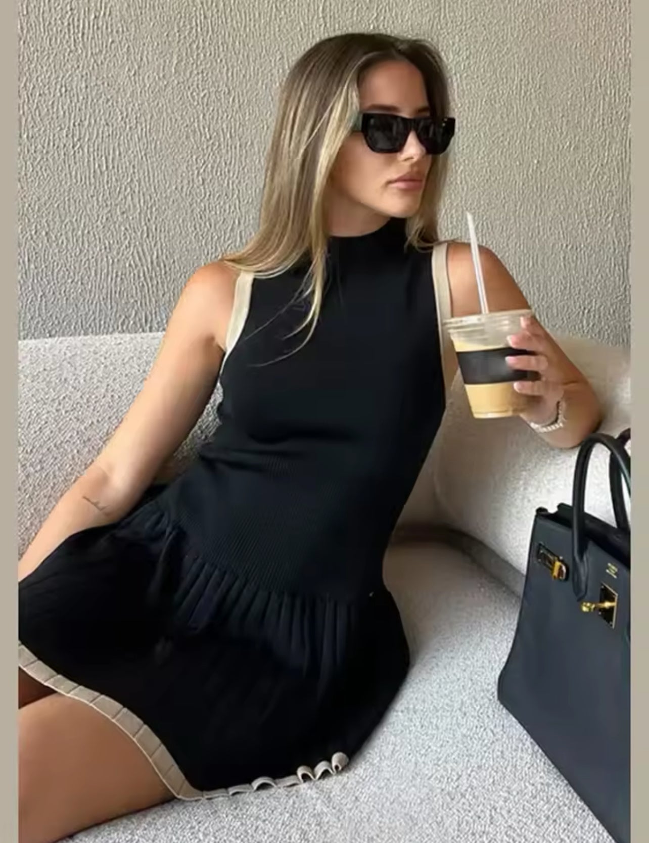 O-neck elegant casual mini dress