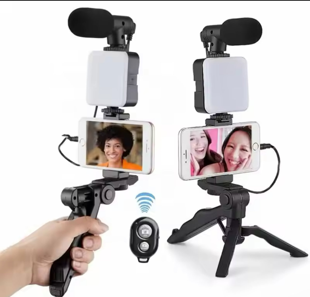 Vlogging Kit for iPhone,YouTube Starter Kit,Smartphone Video Vlog Kit with Microphone Light Wireless Remote Compatible with iPhone/Android Phone/Cameras,Including Adapter Cable