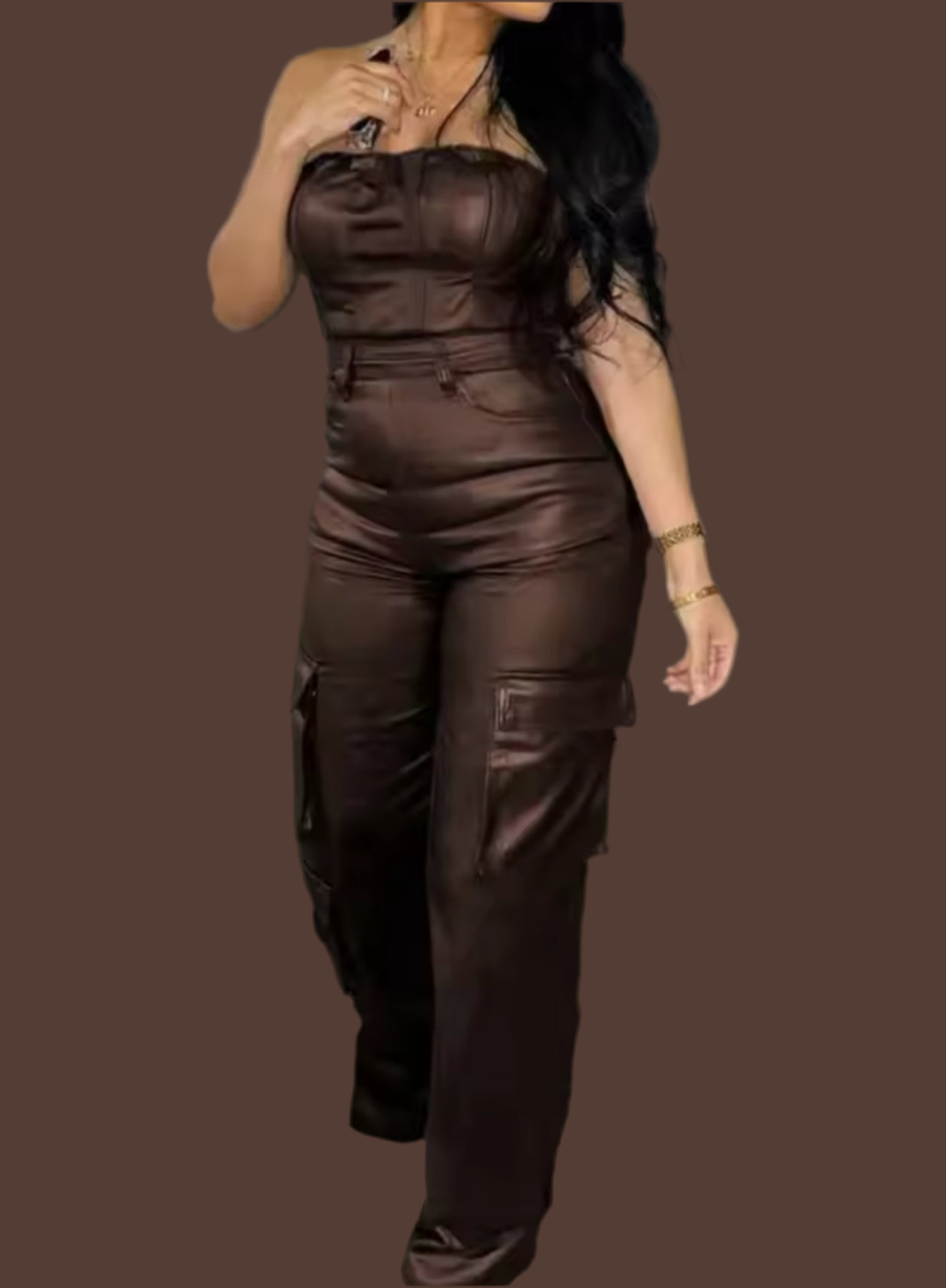 Overall Leather Jumpsuit