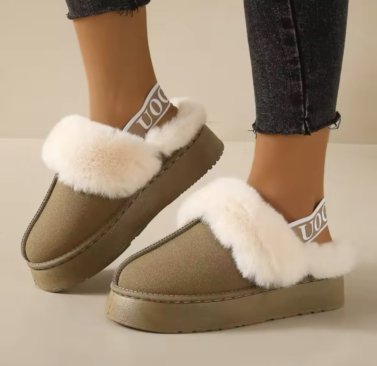 Platform sling back suede house slippers