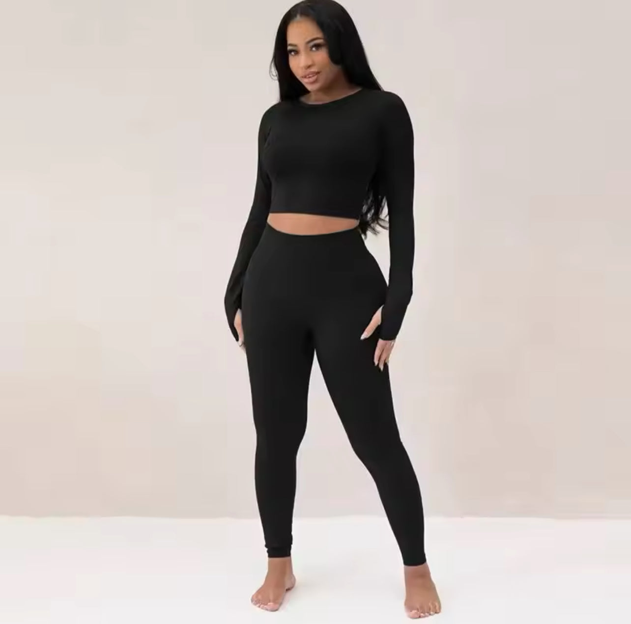 Crop top matching pants two piece set