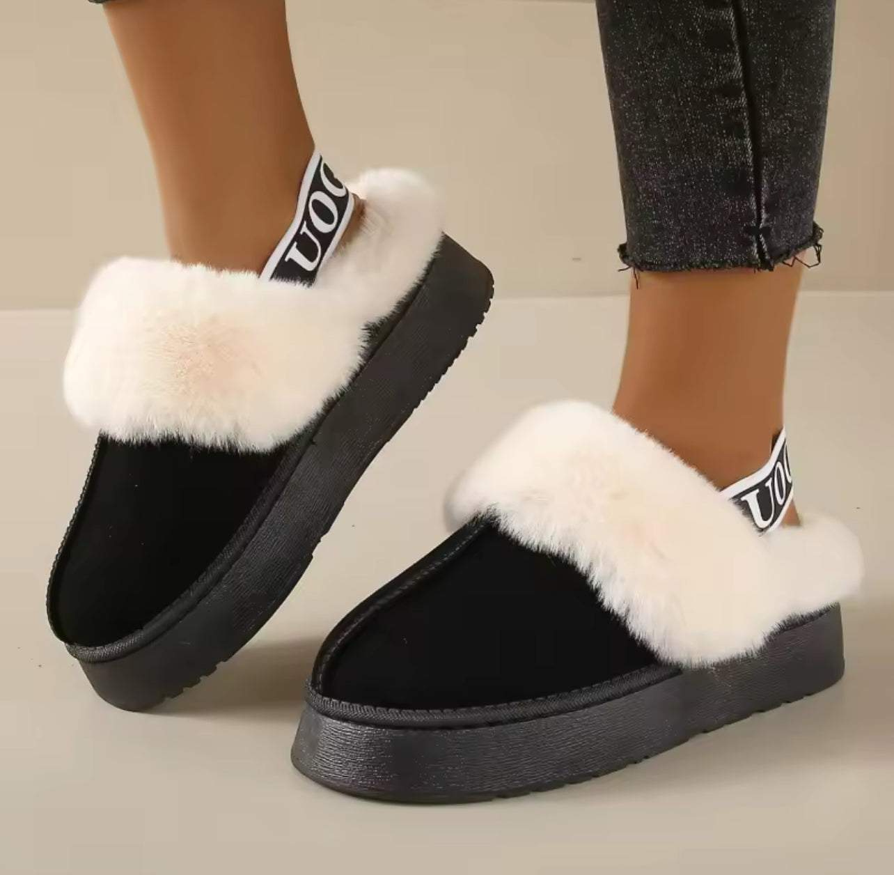 Platform sling back suede house slippers