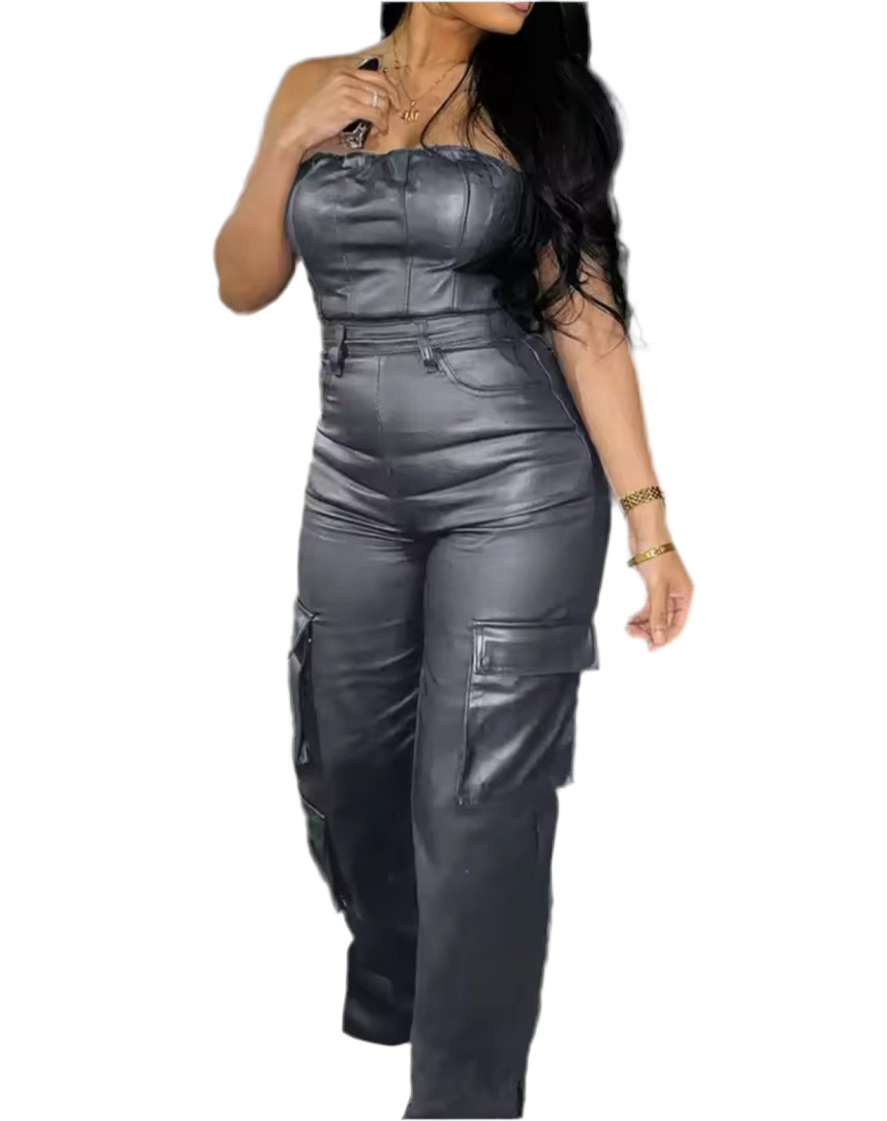 Overall Leather Jumpsuit