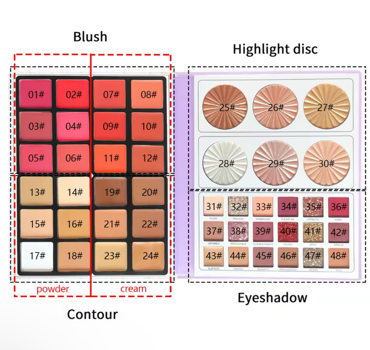 48 Colour Paper Palette Blush Concealer Highlighter Contour Eyeshadow 4-in-1 Makeup Set