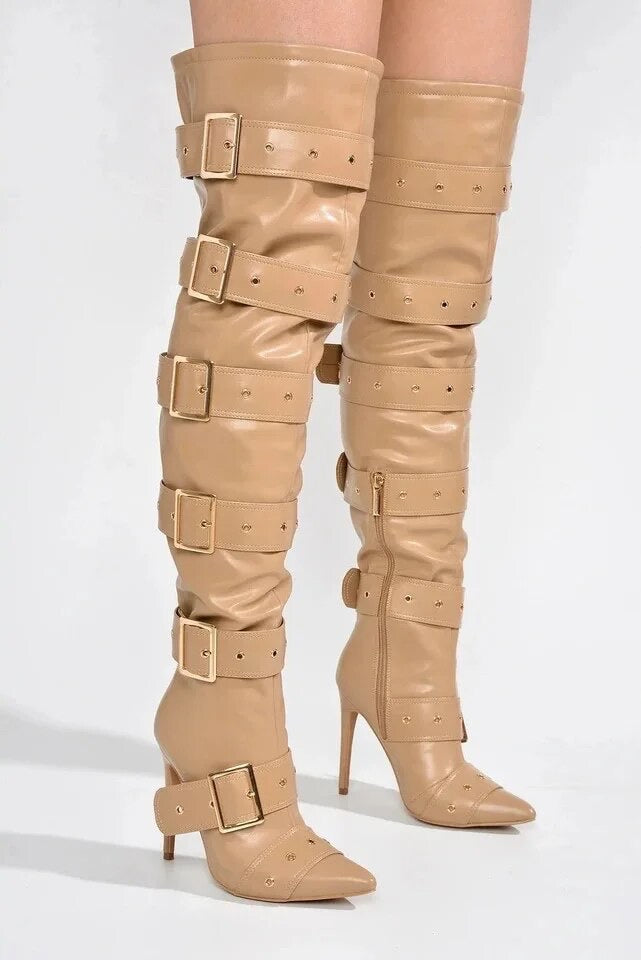 Buckle Thigh High Boots