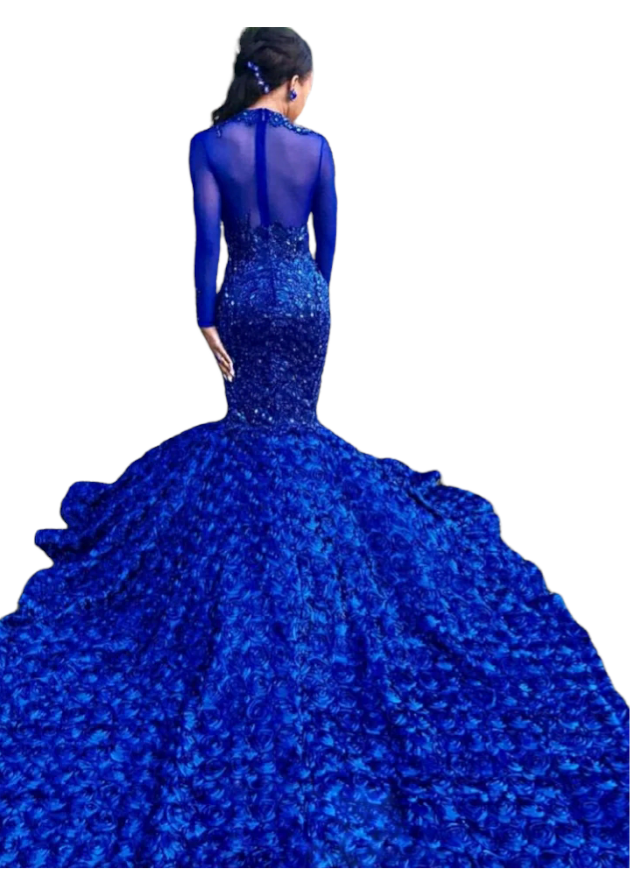 Blue Mermaid Sequin Prom Dress