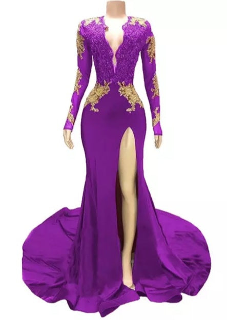 Custom Thigh-High Slits Mermaid  Dress