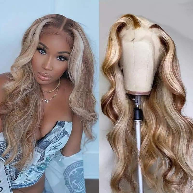 Highlight 613 Honey Blonde Body Wave Colored Wig HD Transparent Lace