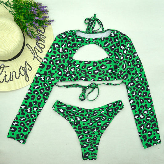 Green Leopard Print Bikini Set