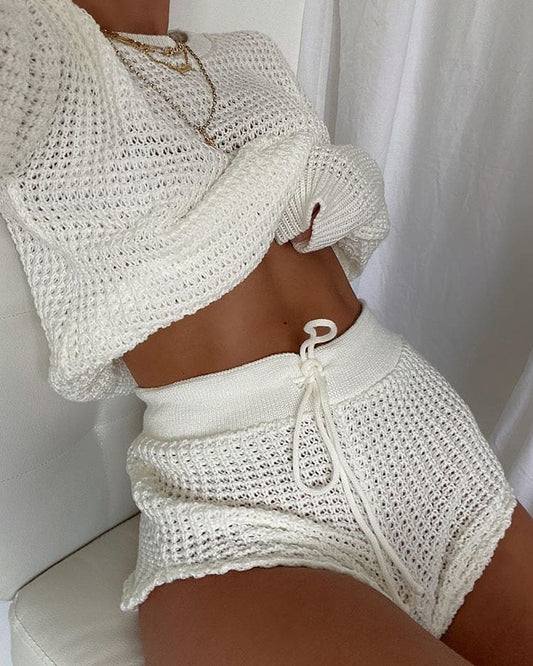 Knitted Sweater- Shorts Set