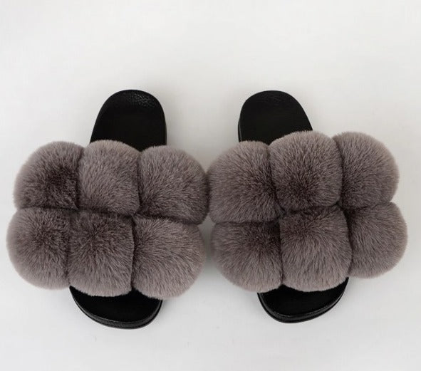 Open Toe Furry Slippers