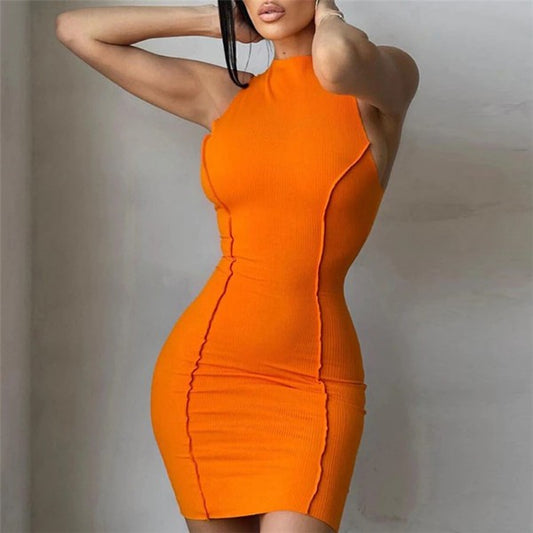 Sleeveless Solid Color Bodycon Dress