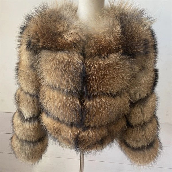 Hooded Puffer Fur Coat