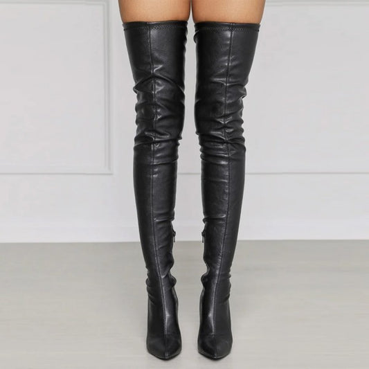 Solid Color Knee Boots