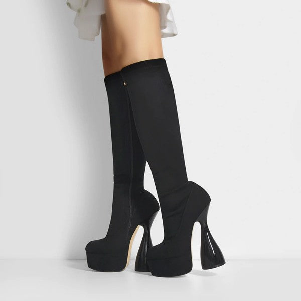 Round Heel Knee Length Boots
