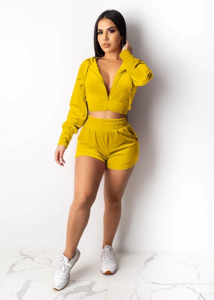 Two Piece Hoodie Shorts Set